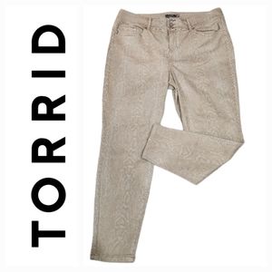 Torrid Animal Snake Print Stretch Jegging Skinny Jeans Super Soft Tan 22R